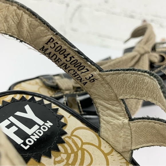 Fly London Yito Patent Black Leather Lace Up Wedge Sandals 36 - Picture 13 of 13